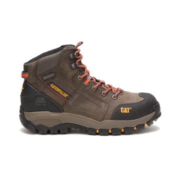 Buty Sneakersy Męskie Caterpillar Navigator Mid Waterproof Steel Metalowym Kawa | CAT116-PL